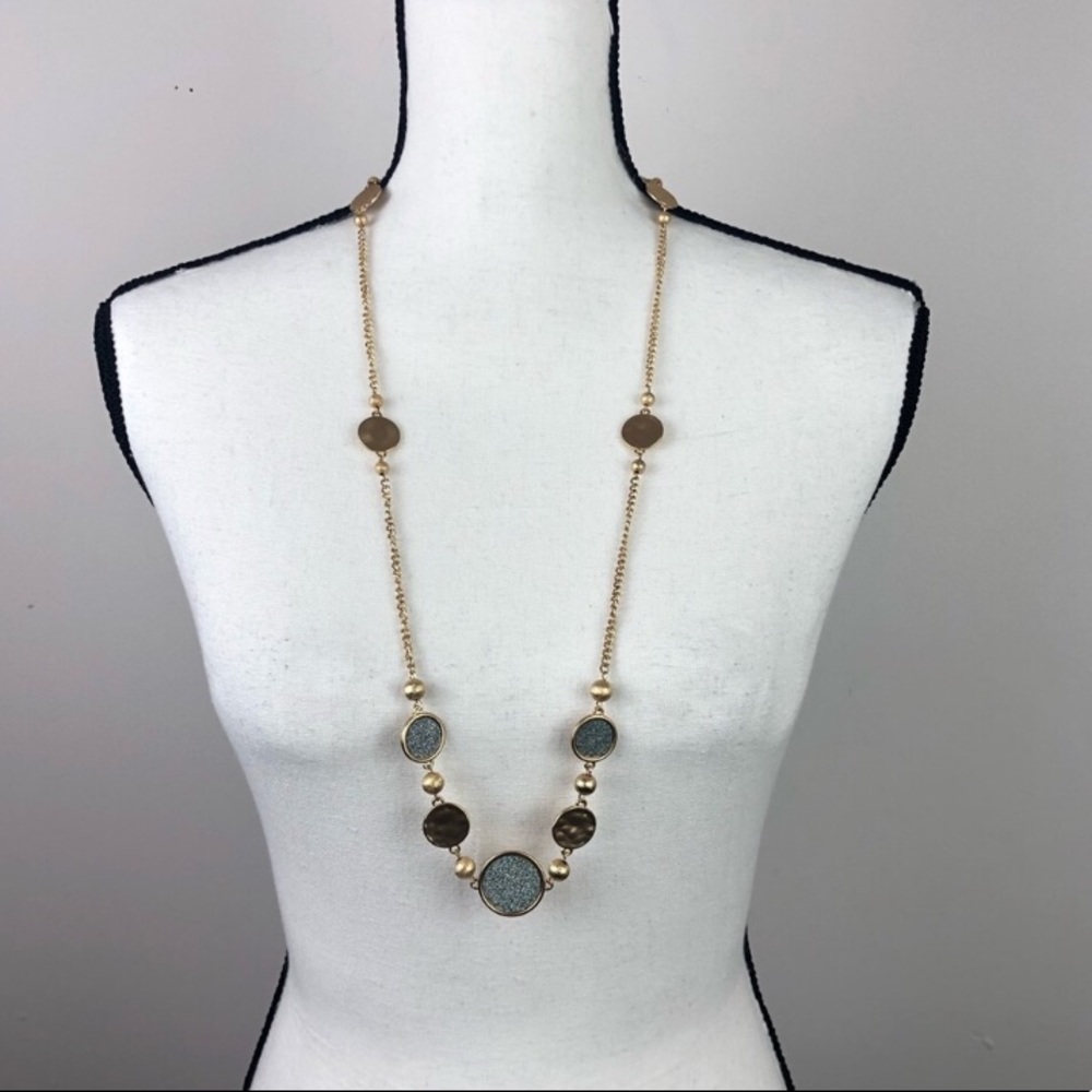 Gold and Gray Sparkle Statement Necklace
